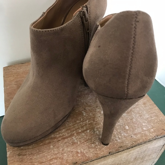 Merona Taupe Suede Stiletto Heel Booties - Picture 2 of 6